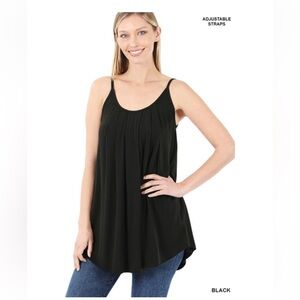 325 🇺🇸Zenana black PLEATED SPAGHETTI CAMI
ADJUSTABLE STRAPS